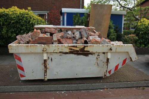 Demolition site with waste materials in East Ham
