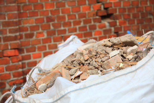 Construction site with waste materials ready for disposal