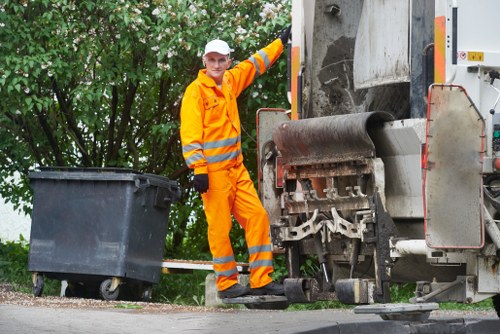 Skip being placed on a terraced street with permit signage